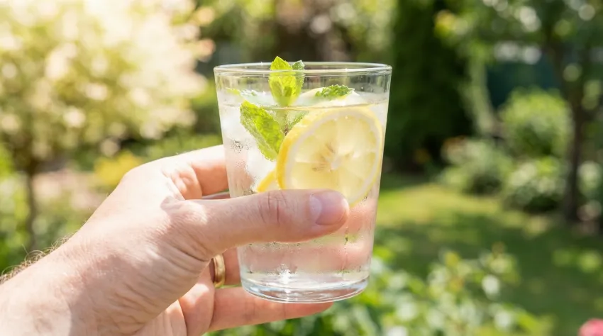 Kozarec vode z limono kot naravna oblika hidracije.