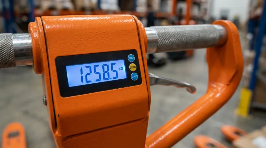 LCD zaslon na ročaju paletnega viličarja z vgrajeno tehtnico